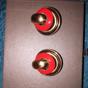 A pair of bronze and red Matisse earrings